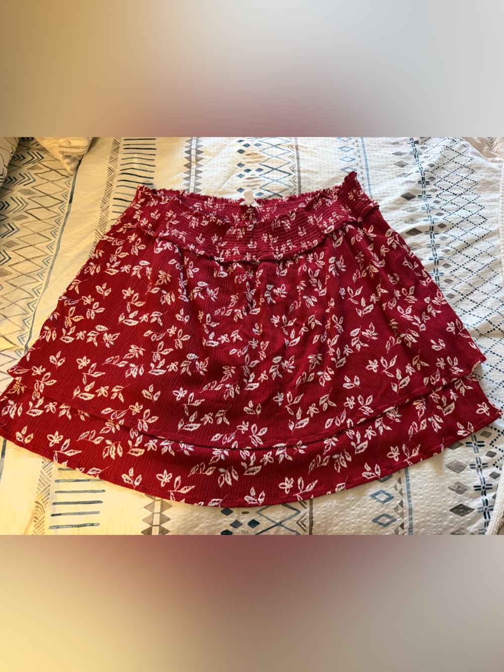 Market & Spruce Red Floral Tiered Mini Skirt